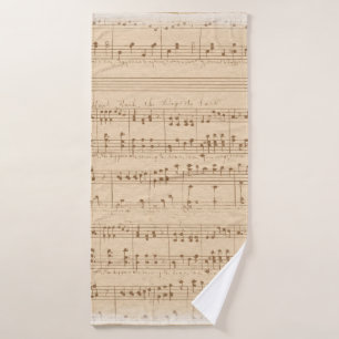 Vintage beige music notes bath towel