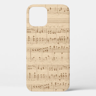 Vintage beige music notes iPhone 12 case