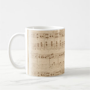 Vintage beige music notes coffee mug