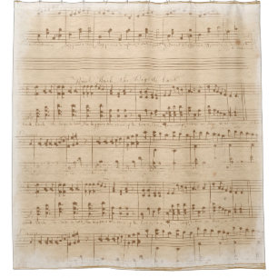vintage beige music notes shower curtain