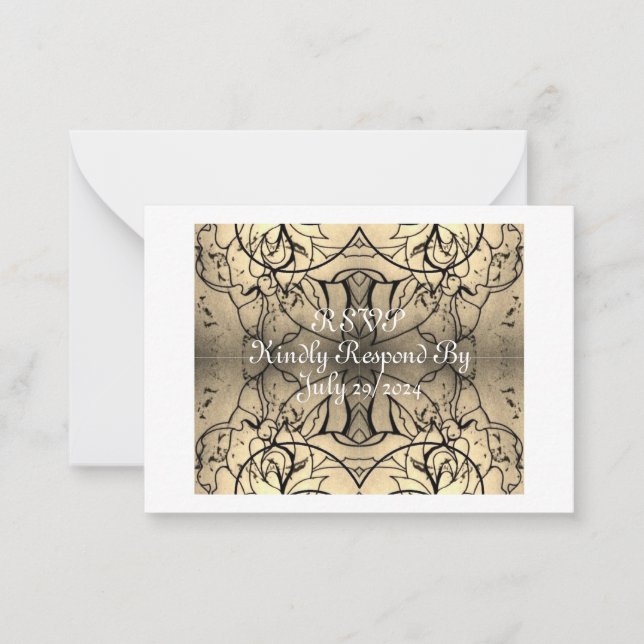 Vintage Beige Rose RSVP Card (Front)