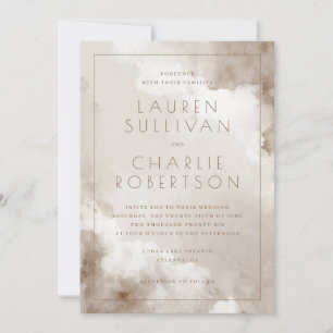 Vintage Beige Watercolor Wedding Invitations