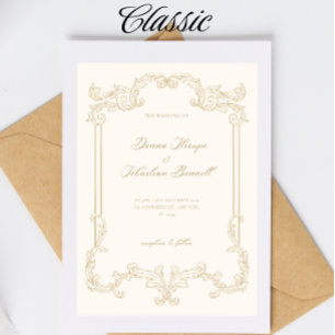 Vintage Beige Wedding Invitation Template