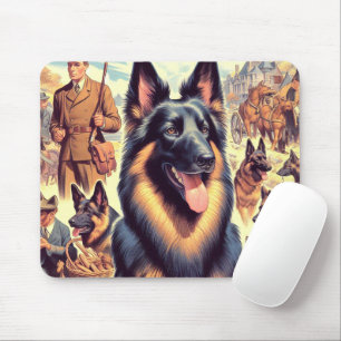Vintage Belgian Tervuren Illustration Mouse Pad