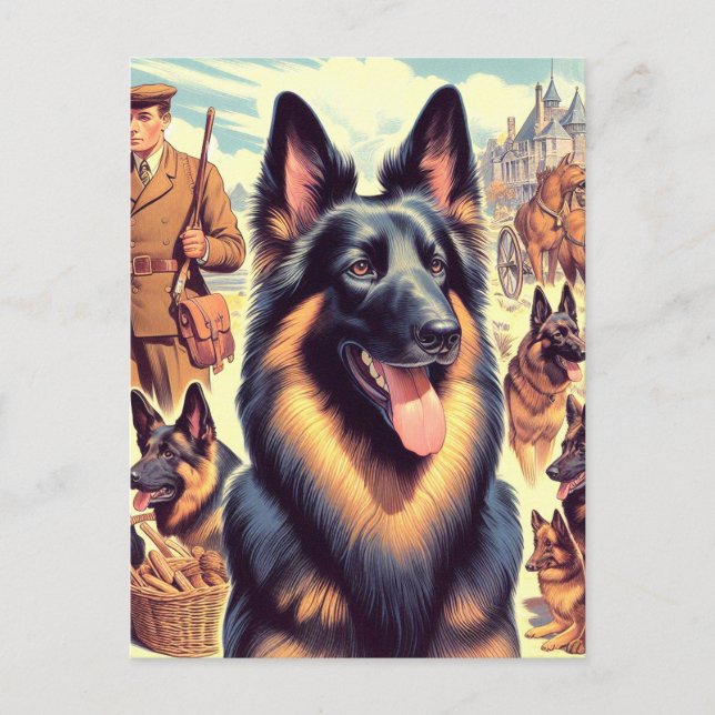 Vintage Belgian Tervuren Illustration Postcard (Front)
