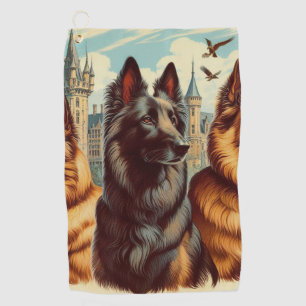 Vintage Belgian Tervuren Painting Golf Towel