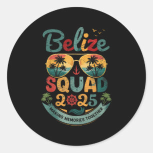 Vintage Belise Squad 2025 Tropical Beach Vacation Classic Round Sticker