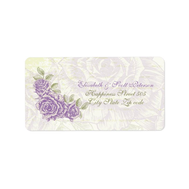 Vintage bellflower purple wedding Label (Front)