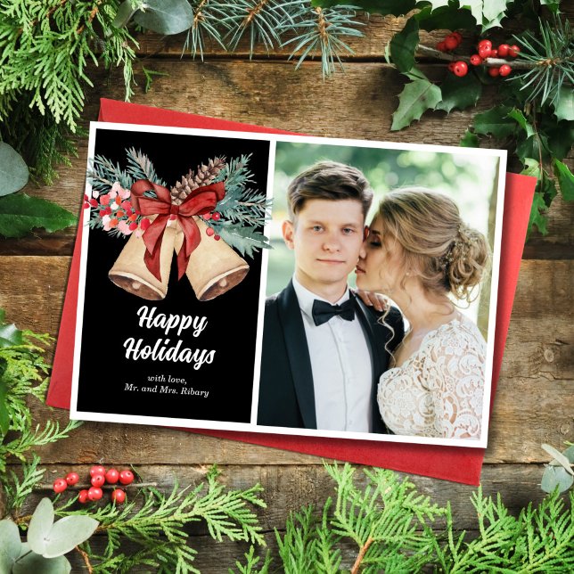 Vintage Bells Flat Holiday Card (Creator Uploaded)