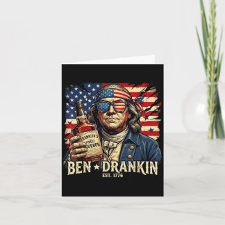 Vintage Ben Drankin Funny Ben 4th of July Drinking Card