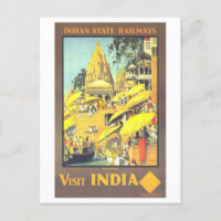 Vintage Benares India Travel Poster