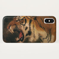 Vintage Bengal Tiger Big Cat Roaring, Wild Animal