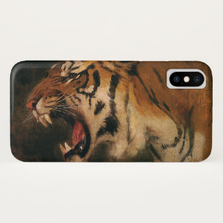 Vintage Bengal Tiger Big Cat Roaring, Wild Animal Case-Mate iPhone Case