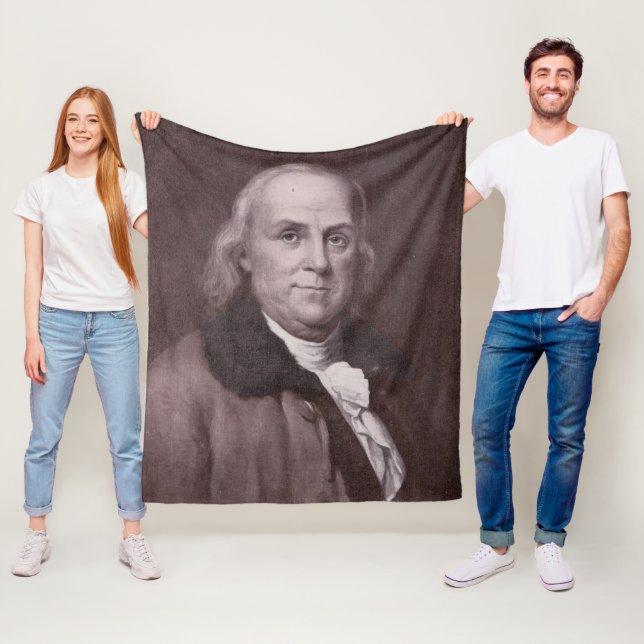 Vintage Benjamin Franklin Portrait Fleece Blanket (In Situ)