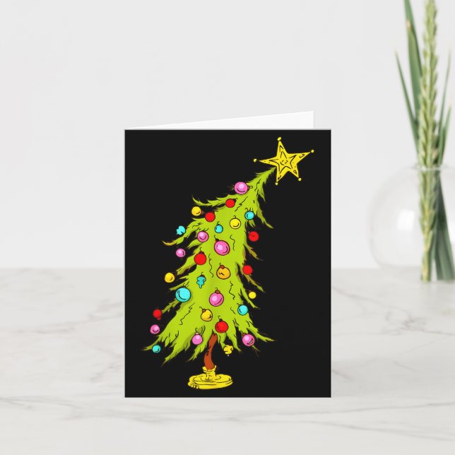 Vintage Bent Christmas Tree  Card (Front)