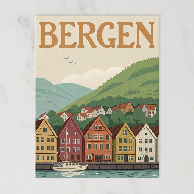 Vintage Bergen Bryggen Harbour Postcard (Creator Uploaded)