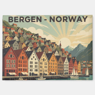 Vintage Bergen Norway Travel Magnet