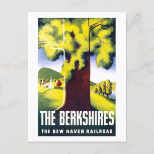 Vintage Berkshires Travel Poster Postcard