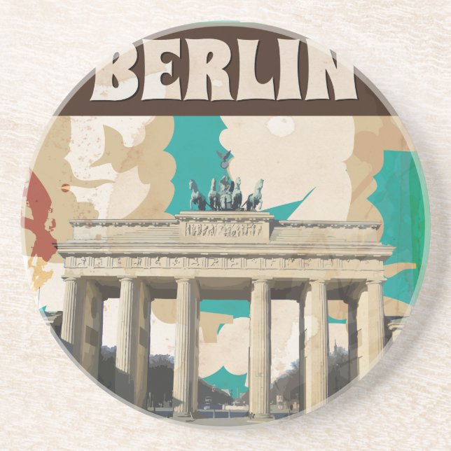 Vintage Berlin Travel Poster Coaster (Front)