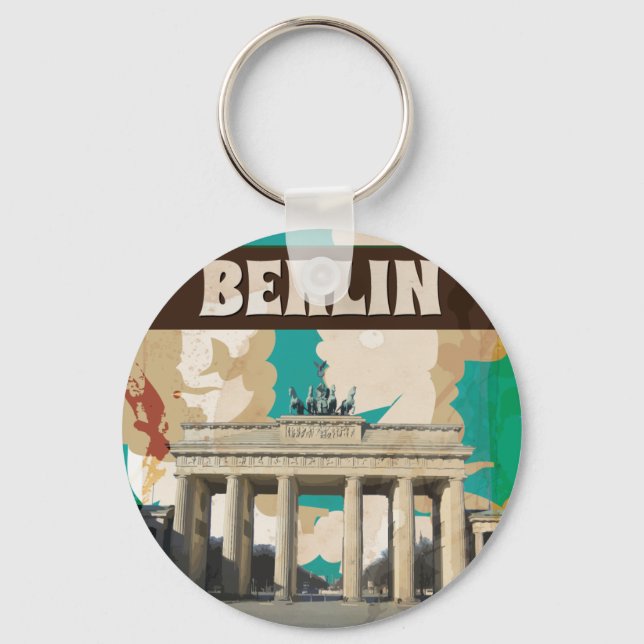 Vintage Berlin Travel Poster Key Ring (Front)