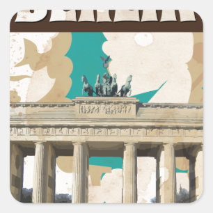 Vintage Berlin Travel Poster Square Sticker