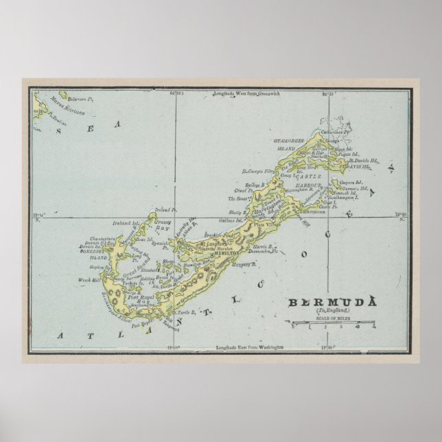 Vintage Bermuda Map (1901) Poster (Front)