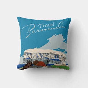 Vintage Bermuda Travel Art Ilustration Cushion