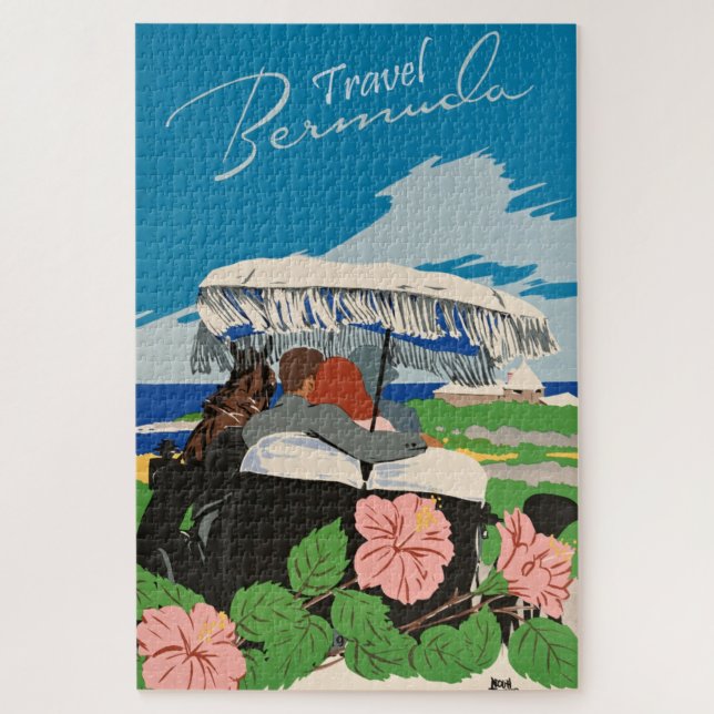 Vintage Bermuda Travel Art Ilustration Jigsaw Puzzle (Vertical)