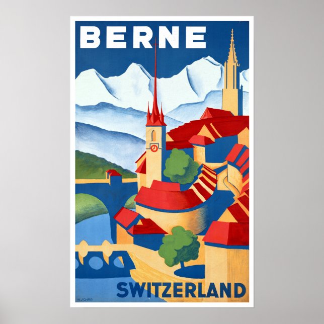 Vintage Berne Switzerland Travel Poster (Front)