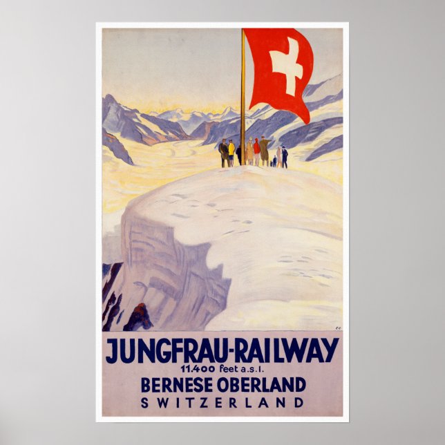 Vintage Bernese Oberland Switzerland Travel Poster (Front)