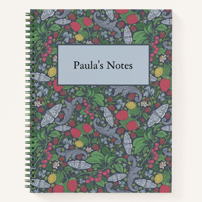 Vintage Berries Butterflies Marigold Carnations Notebook (Front)