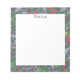 Vintage Berries Butterflies Marigold Carnations Notepad