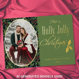 Vintage Berry Green Holly Jolly Christmas