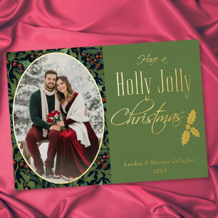 Vintage Berry Green Holly Jolly Christmas