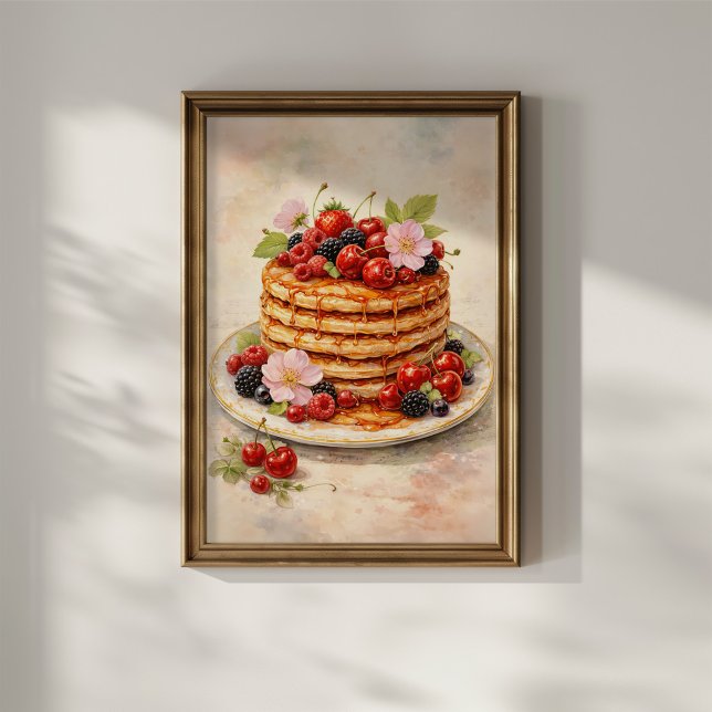Vintage Berry Pancake Stack Poster (Creator Uploaded)