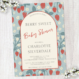 Vintage Berry Sweet Strawberry Baby Shower Invitation