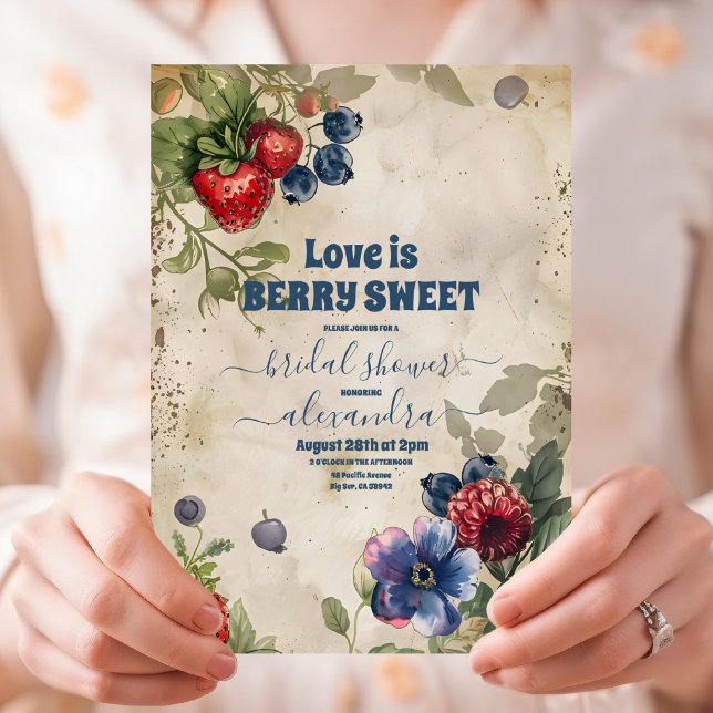 Vintage Berry Sweet Strawberry Bridal Shower  Invitation (Creator Uploaded)