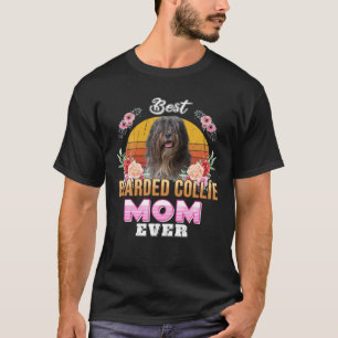 Vintage Best Bearded Collie Mom Ever Mothers Day F T-Shirt