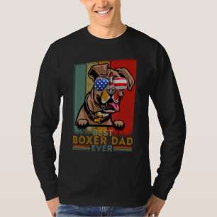 Vintage Best Boxer Dad Ever Cute Dog Sunglasses T-Shirt