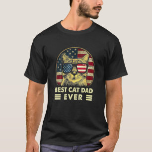 Vintage Best Cat Dad Ever American Flag US  Father T-Shirt