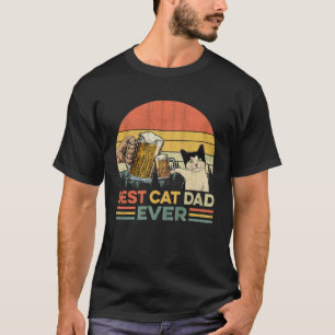 Vintage Best Cat Dad Ever  Beer Drinking Men T-Shirt