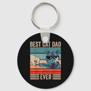 Vintage Best Cat Dad Ever Bump Fist Fathers Day Ca Key Ring