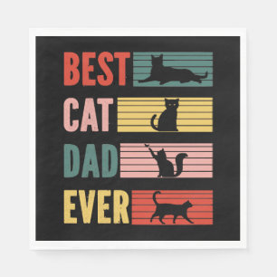 Vintage Best Cat Dad Ever Cat Daddy Gift Napkin