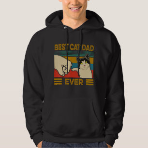 Vintage Best Cat Dad Ever Funny Cat Daddy Gift Men Hoodie