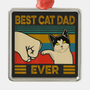 Vintage Best Cat Dad Ever Funny Cat Daddy Gift Men Metal Tree Decoration