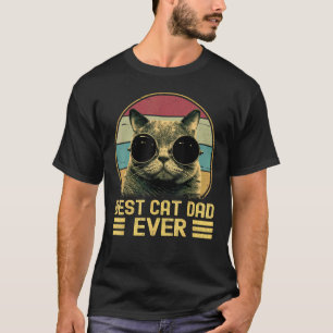 Vintage Best Cat Dad Ever Funny For Men, Cat Lover T-Shirt