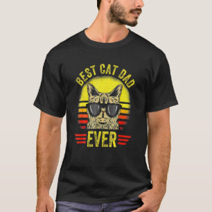 Vintage Best Cat Dad Ever Glasses Retro Fathers Da T-Shirt