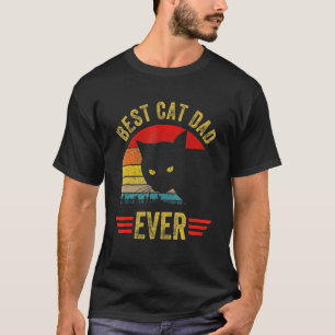 Vintage Best Cat Dad Ever Glasses Retro Fathers Da T-Shirt