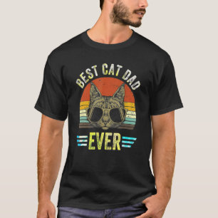 Vintage Best Cat Dad Ever Glasses Retro Fathers Da T-Shirt