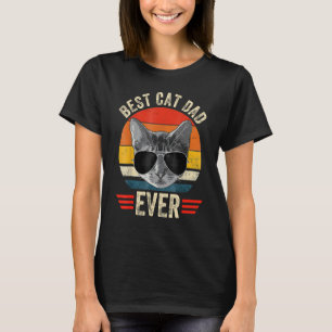 Vintage Best Cat Dad Ever Retro Glasses Fathers Da T-Shirt